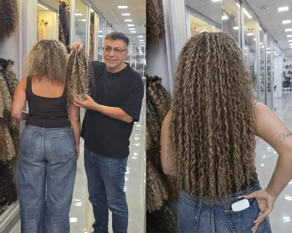 תוספות שיער בשיטת מיקרו-טק לתלתלים טבעיים – לפני ואחרי הארכת שיער והוספת נפח במוטי רונאל